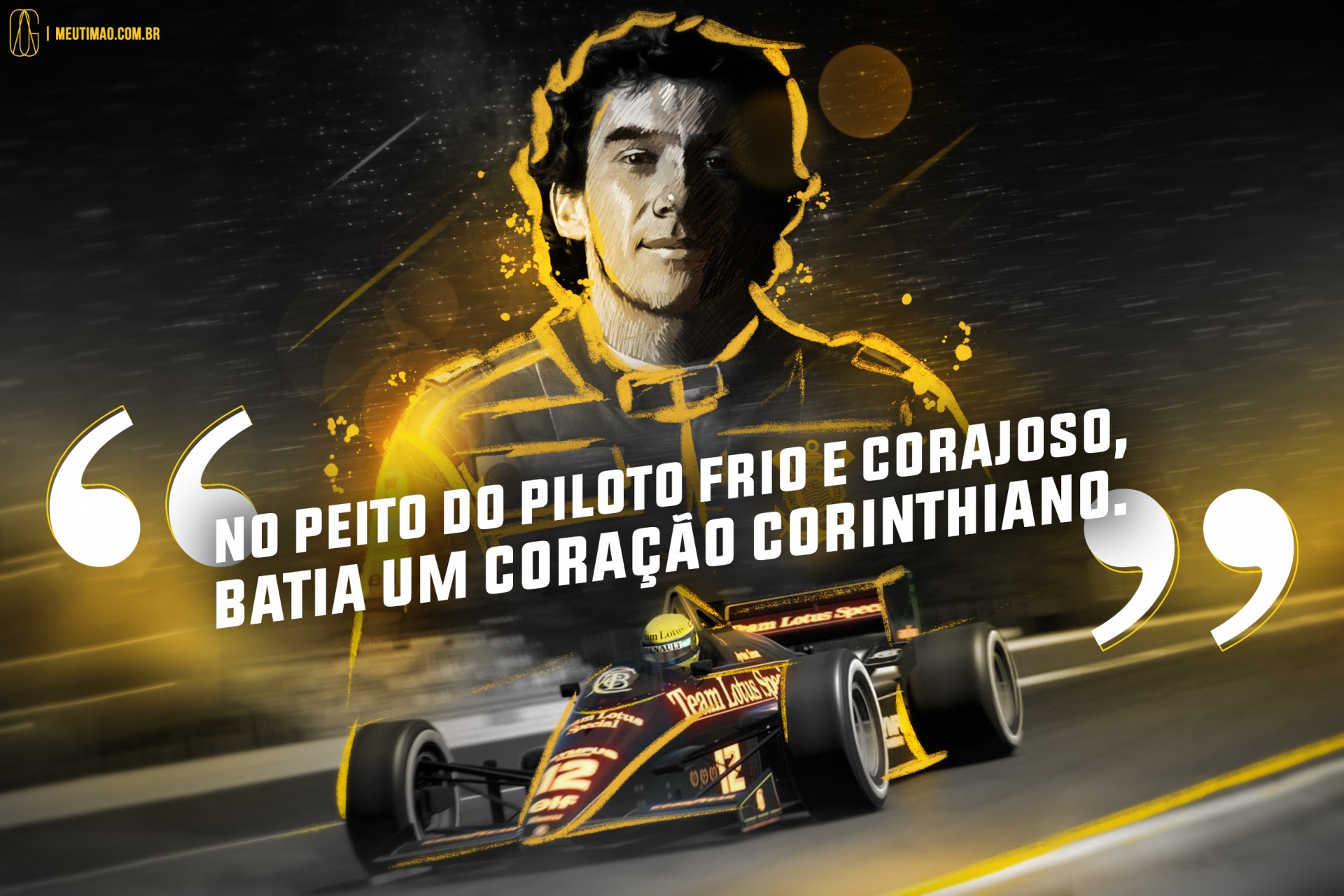 Piloto levantando troféu de campeão de corrida